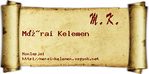 Mérai Kelemen névjegykártya